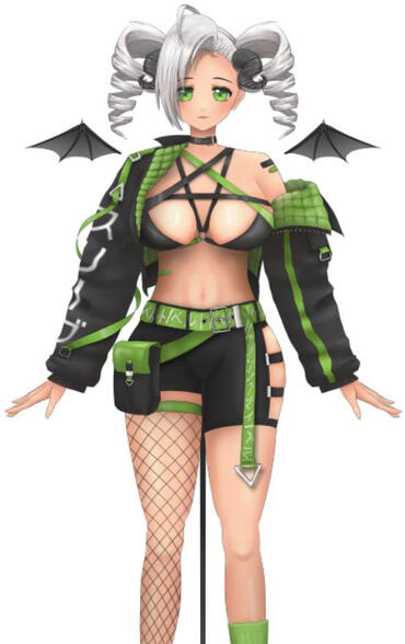Cyberpunk succubus Vtuber, design, art + rig